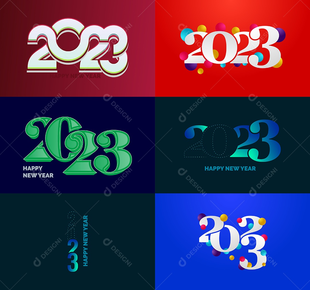 Coleção de Símbolos de Feliz Ano Novo de 2023 Vetor EPS