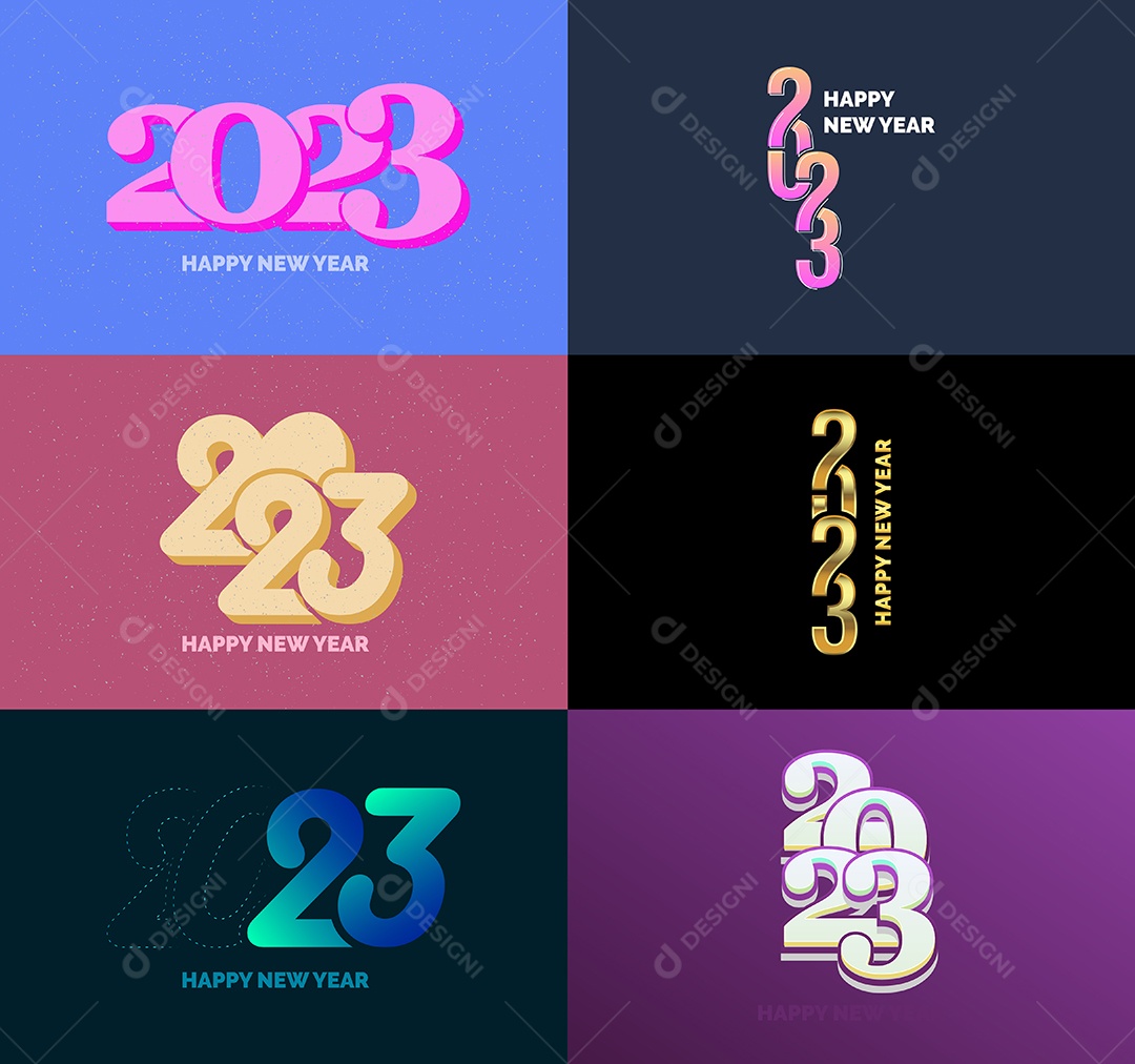 Coleção de Símbolos de Feliz Ano Novo de 2023 Vetor EPS