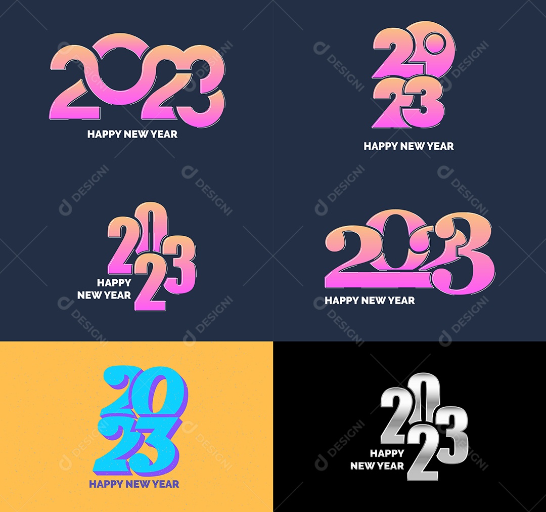 Coleção de Símbolos de Feliz Ano Novo de 2023 Vetor EPS