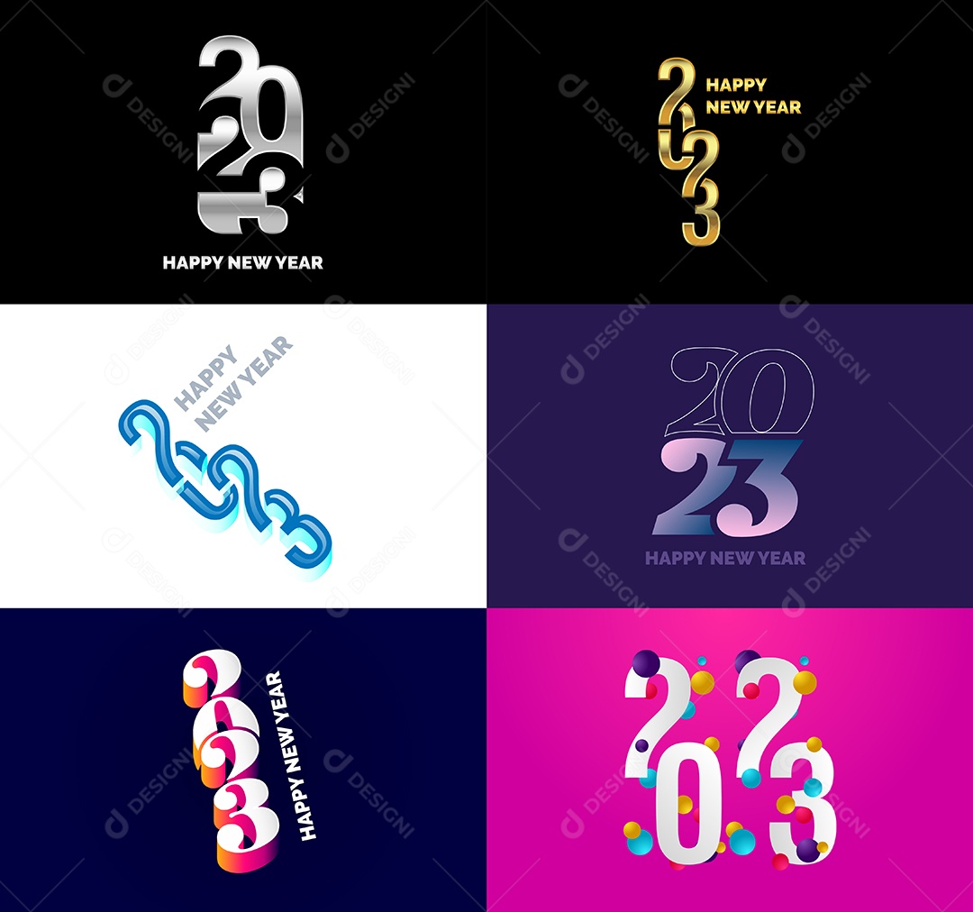 Coleção de Símbolos de Feliz Ano Novo de 2023 Vetor EPS