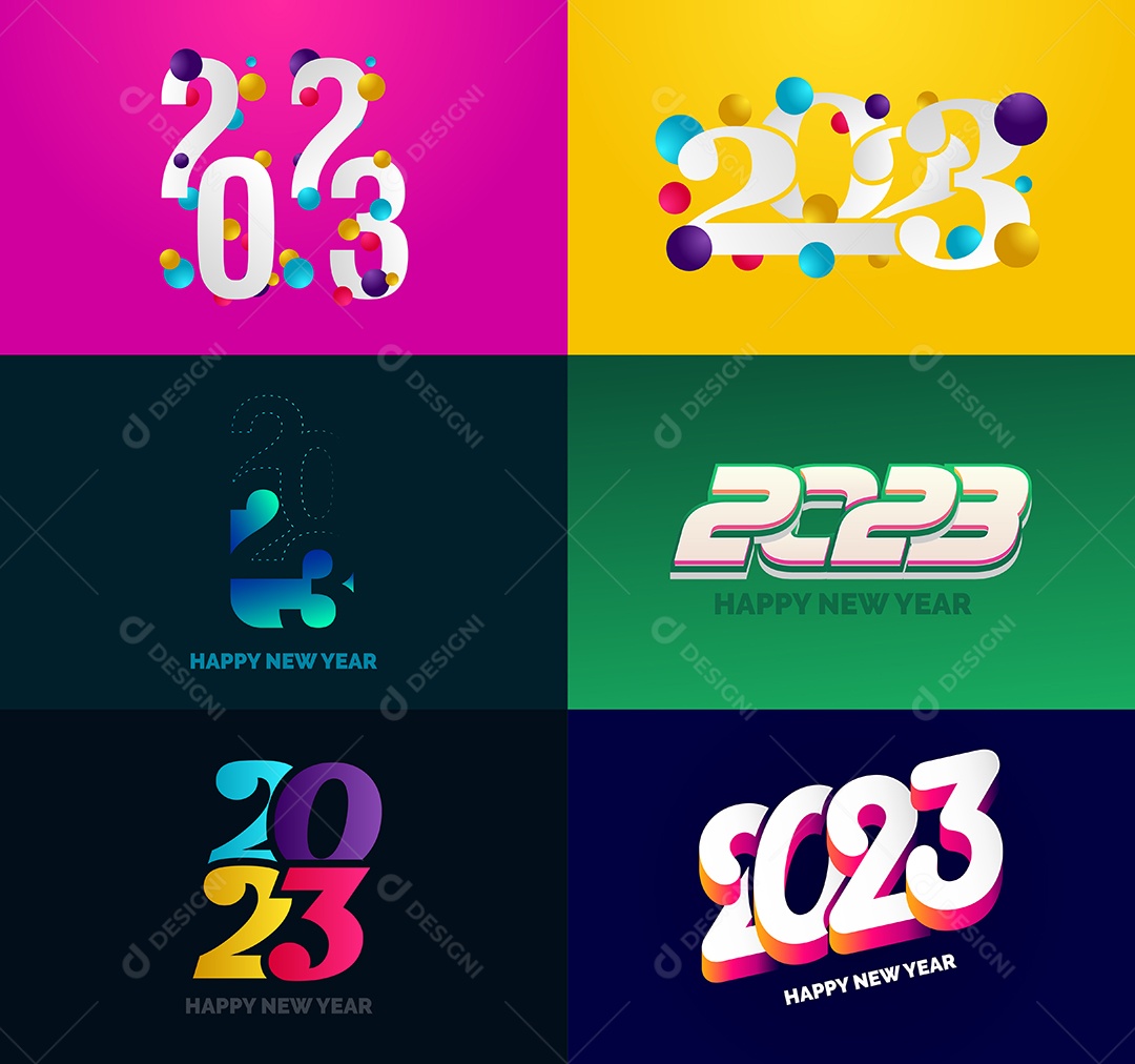 Coleção de Símbolos de Feliz Ano Novo de 2023 Vetor EPS