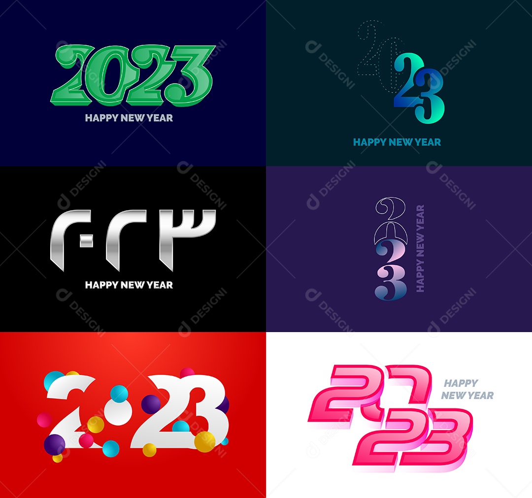 Coleção de Símbolos de Feliz Ano Novo de 2023 Vetor EPS