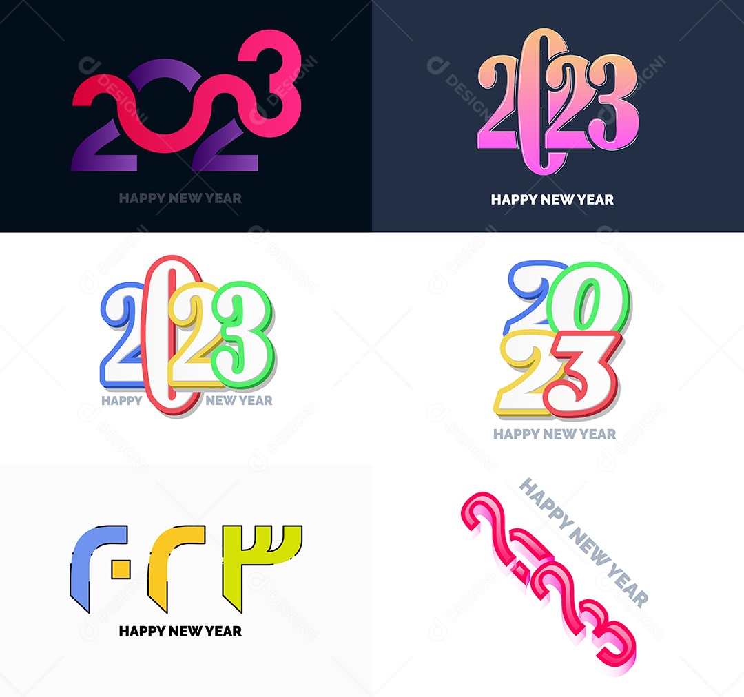 Coleção de Símbolos de Feliz Ano Novo de 2023 Vetor EPS