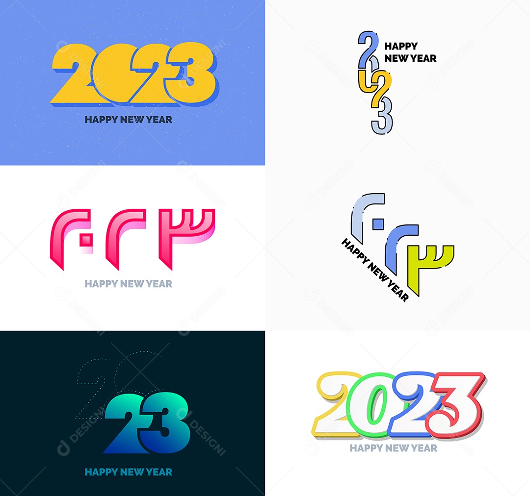 Coleção de Símbolos de Feliz Ano Novo de 2023 Vetor EPS