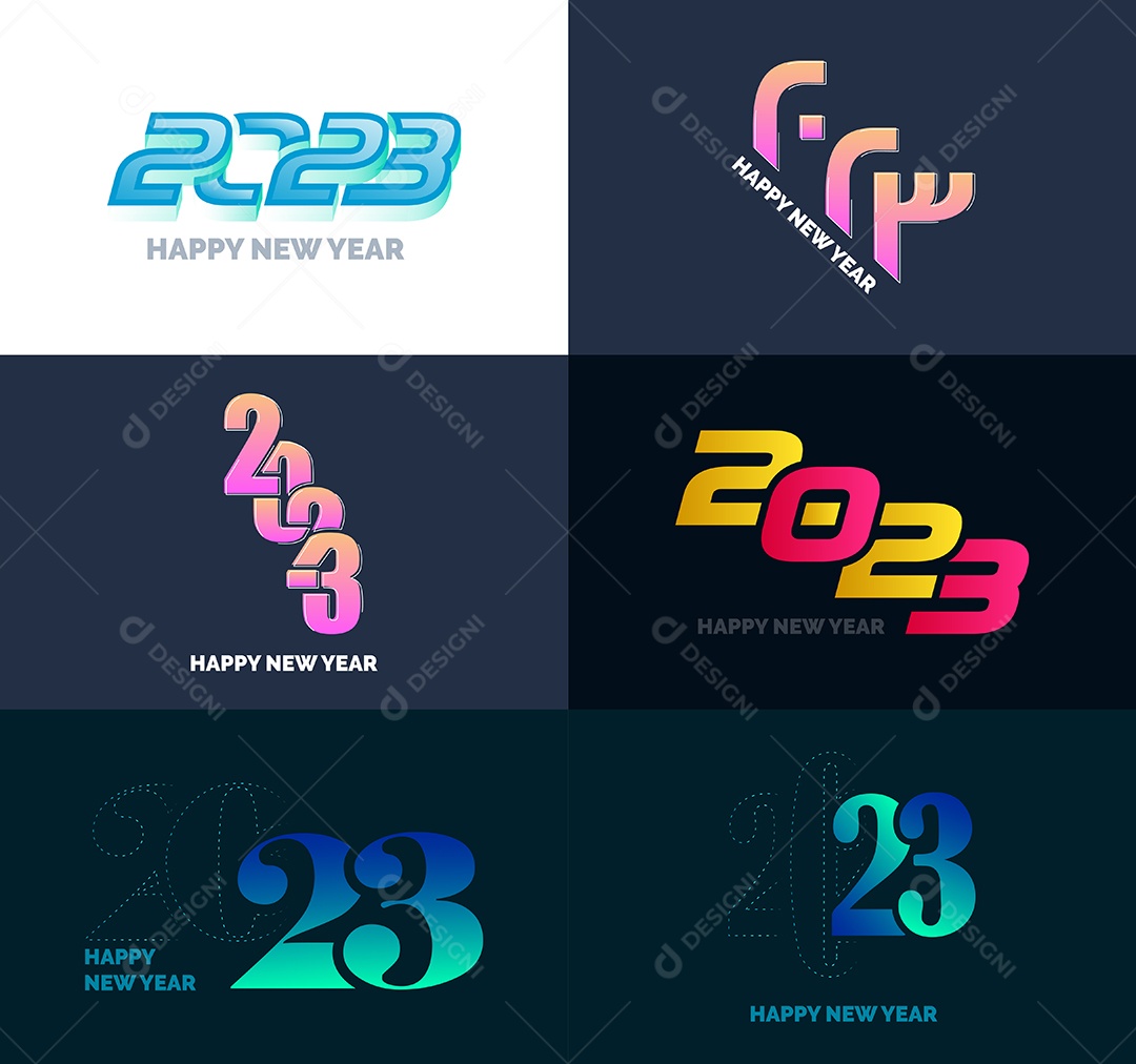 Coleção de Símbolos de Feliz Ano Novo de 2023 Vetor EPS