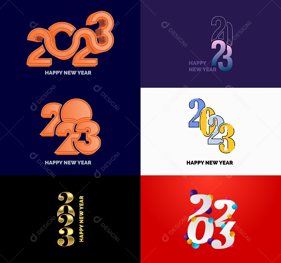 Coleção de Símbolos de Feliz Ano Novo de 2023 Vetor EPS