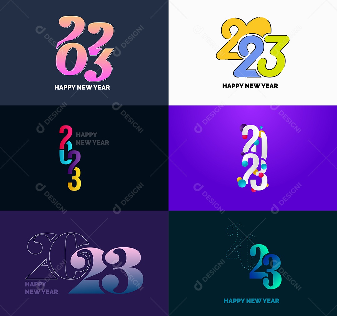 Coleção de Símbolos de Feliz Ano Novo de 2023 Vetor EPS
