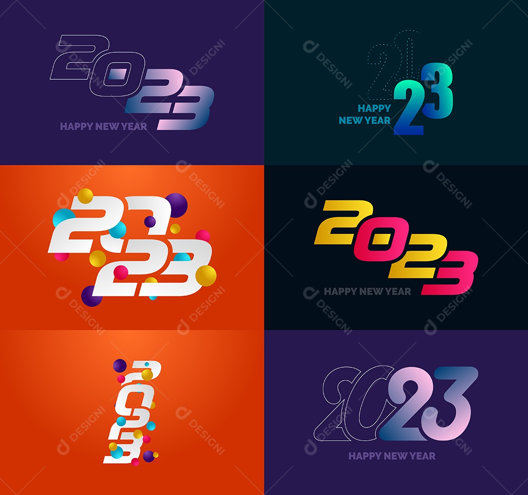 Coleção de Símbolos de Feliz Ano Novo de 2023 Vetor EPS