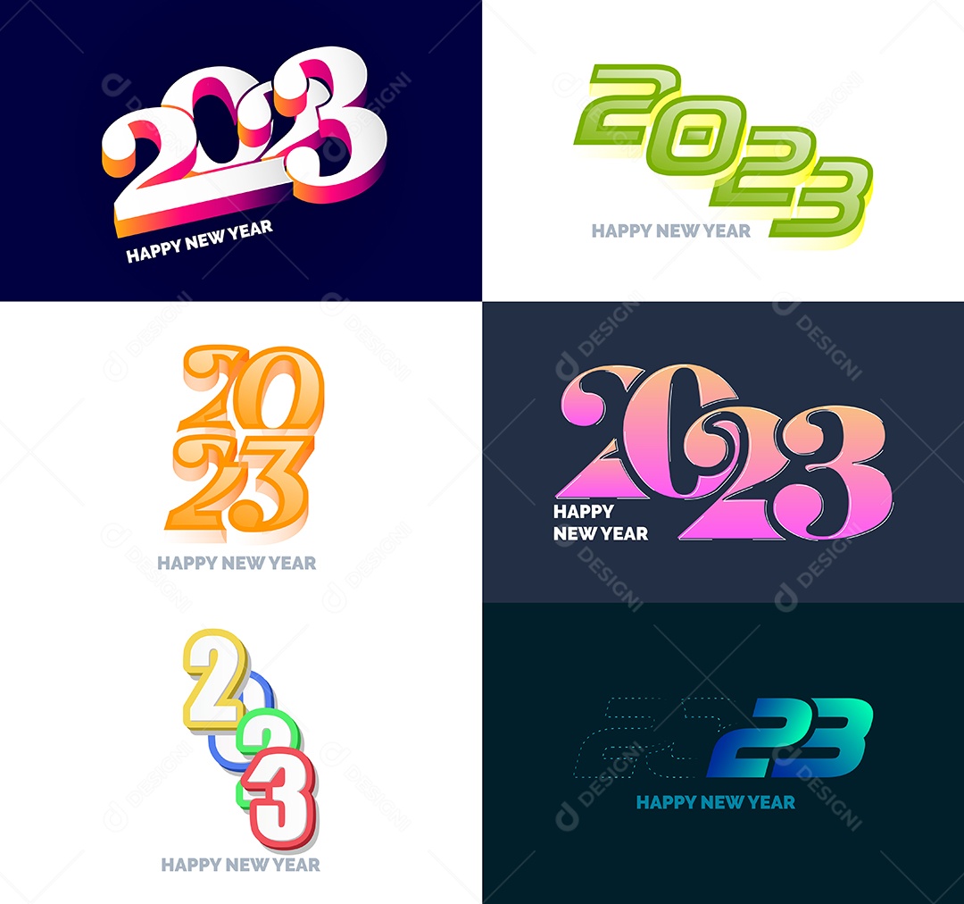 Coleção de Símbolos de Feliz Ano Novo de 2023 Vetor EPS