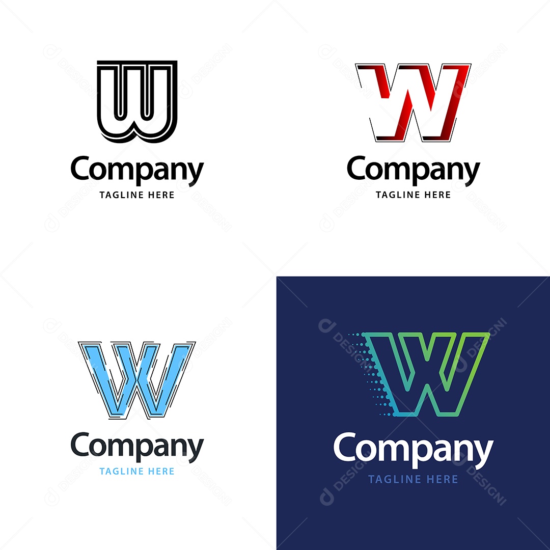 Logo W Logotipos Modernos AI Editável