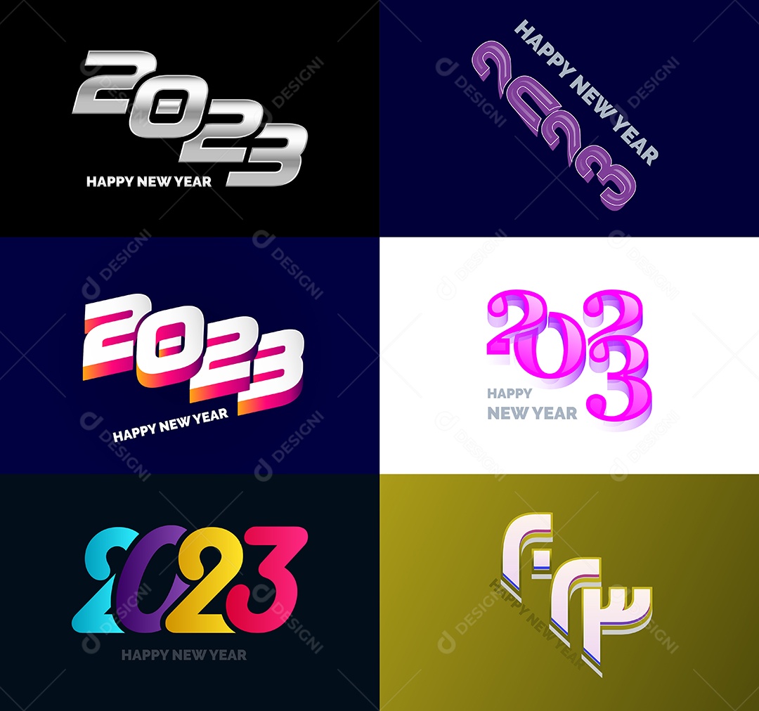 Big collection of 2023 Happy New Year symbols Business Cover Vector EPS