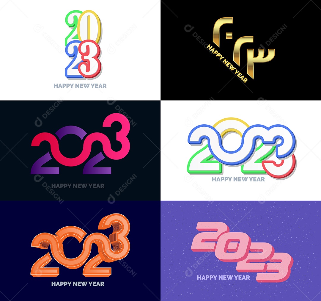 Coleção de Símbolos de Feliz Ano Novo de 2023 Vetor EPS