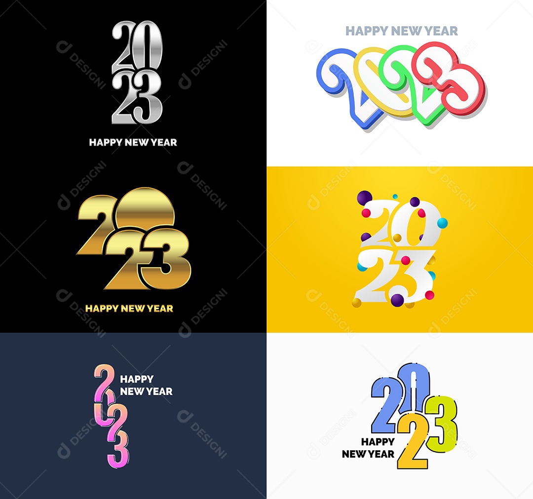 Coleção de Símbolos de Feliz Ano Novo de 2023 Vetor EPS