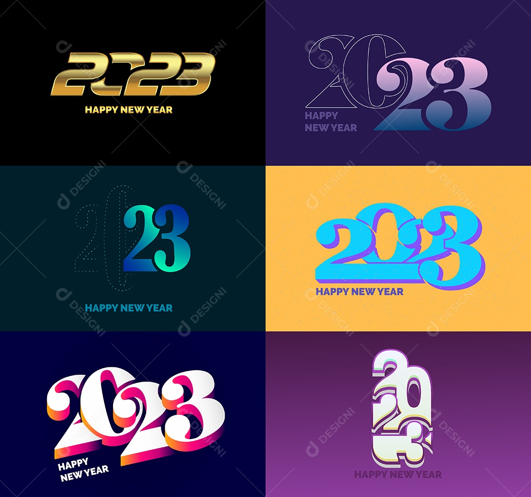 Coleção de Símbolos de Feliz Ano Novo de 2023 Vetor EPS