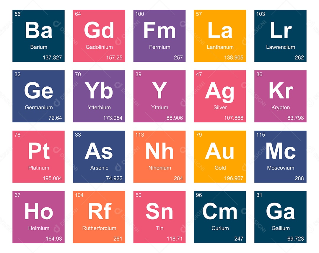 Tabela Periódica Colorida Ícones Vetor EPS