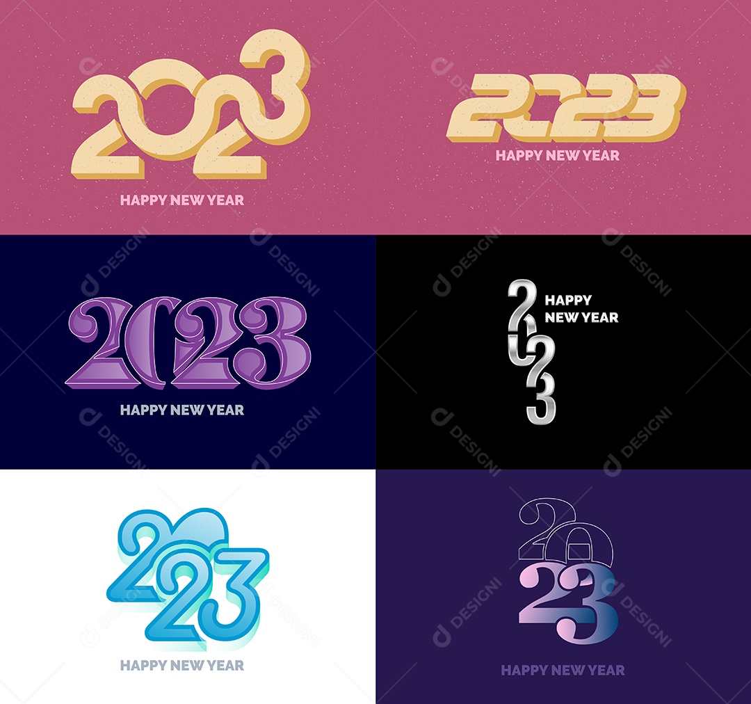 Coleção de Símbolos de Feliz Ano Novo de 2023 Vetor EPS