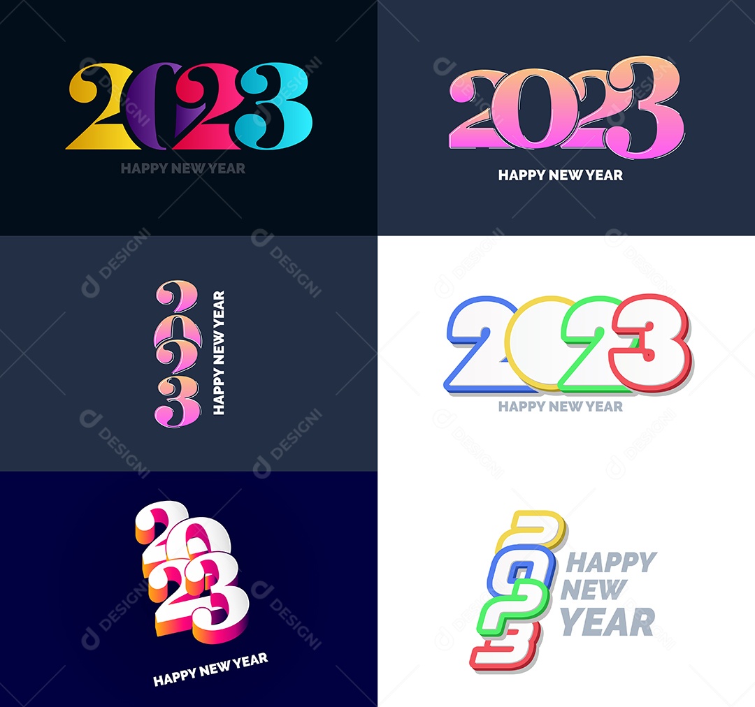 Coleção de Símbolos de Feliz Ano Novo de 2023 Vetor EPS