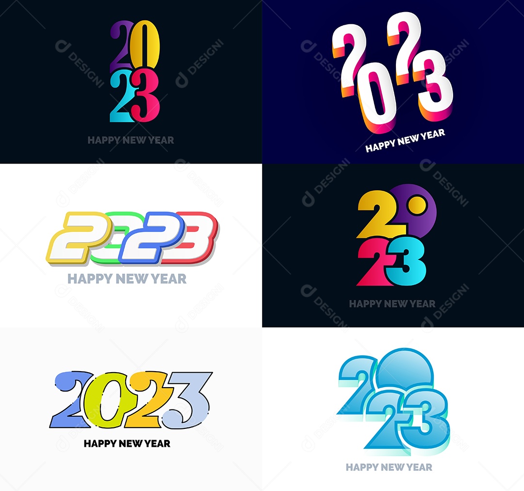 Coleção de Símbolos de Feliz Ano Novo de 2023 Vetor EPS