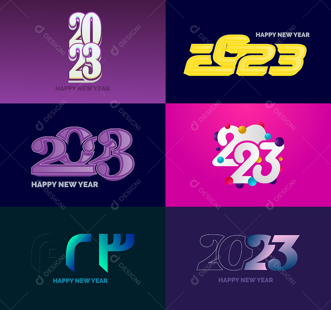 Coleção de Símbolos de Feliz Ano Novo de 2023 Vetor EPS