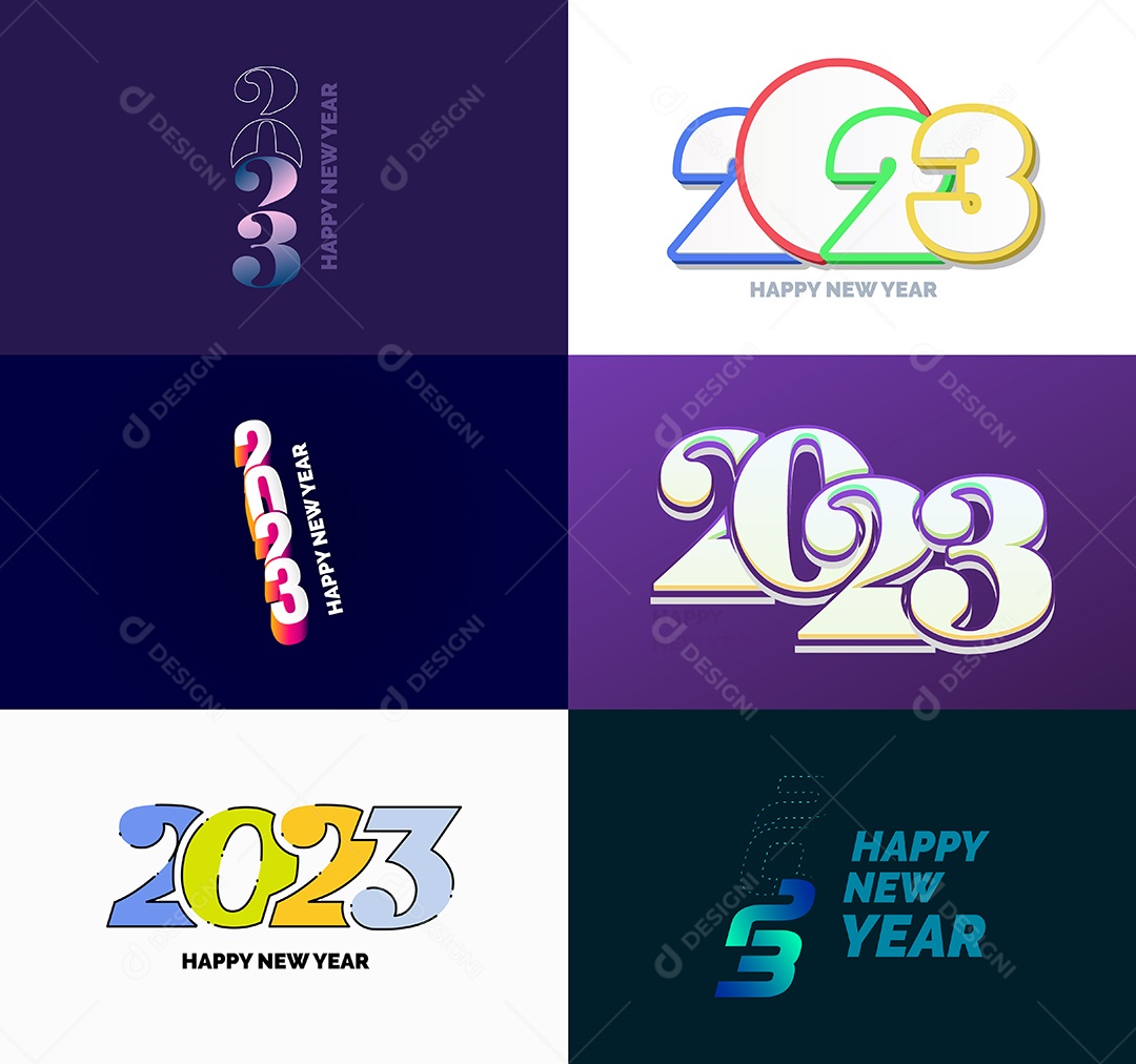 Coleção de Símbolos de Feliz Ano Novo de 2023 Vetor EPS