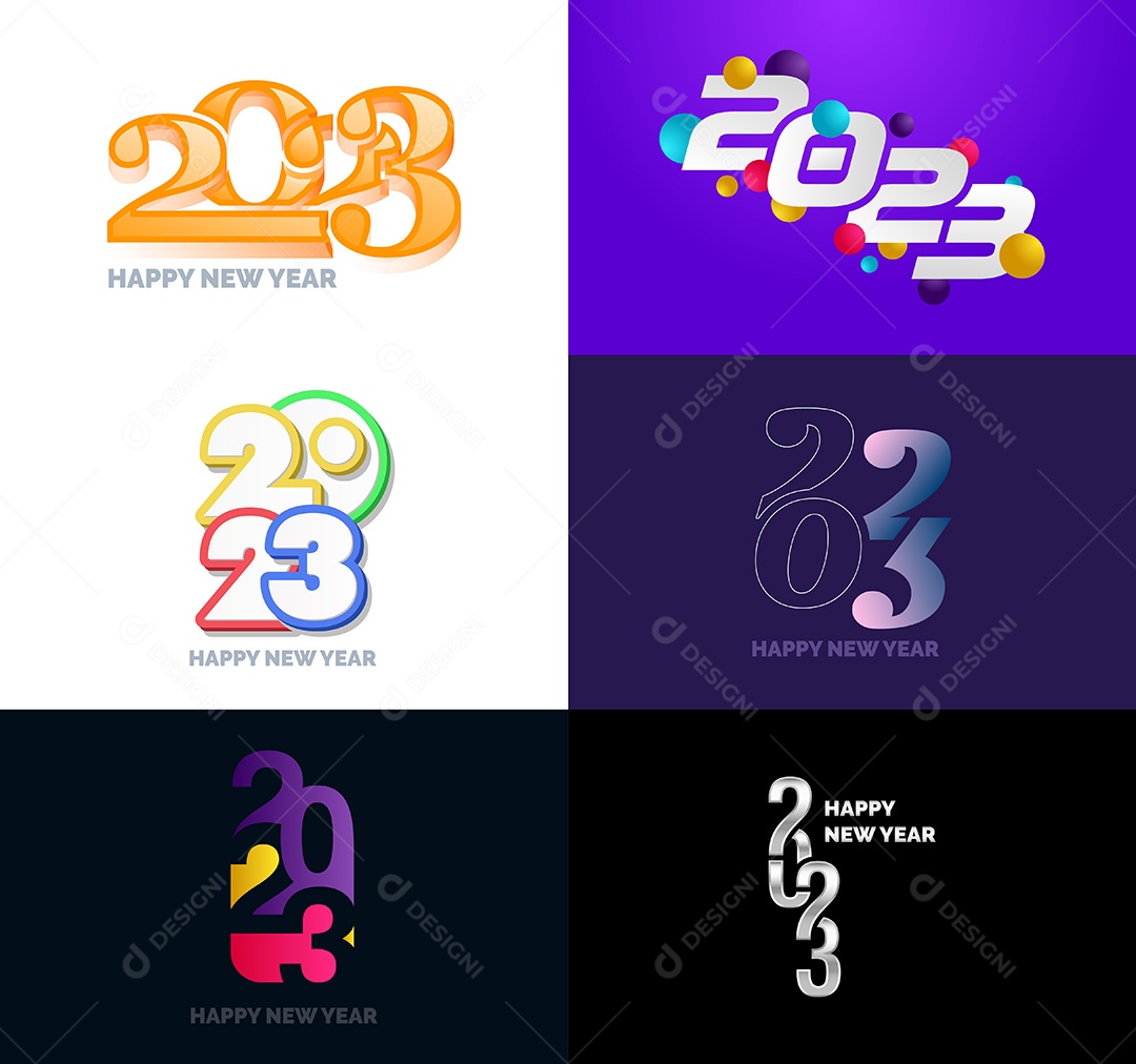 Coleção de Símbolos de Feliz Ano Novo de 2023 Vetor EPS