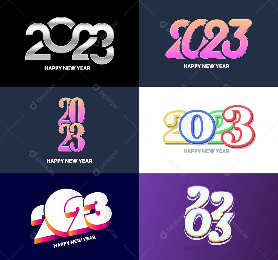 Coleção de Símbolos de Feliz Ano Novo de 2023 Vetor EPS