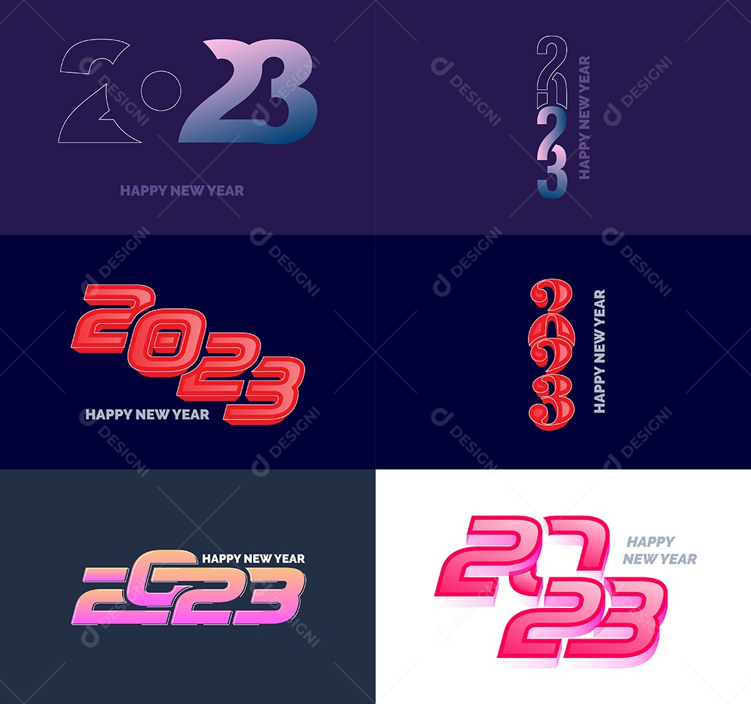 Coleção de Símbolos de Feliz Ano Novo de 2023 Vetor EPS