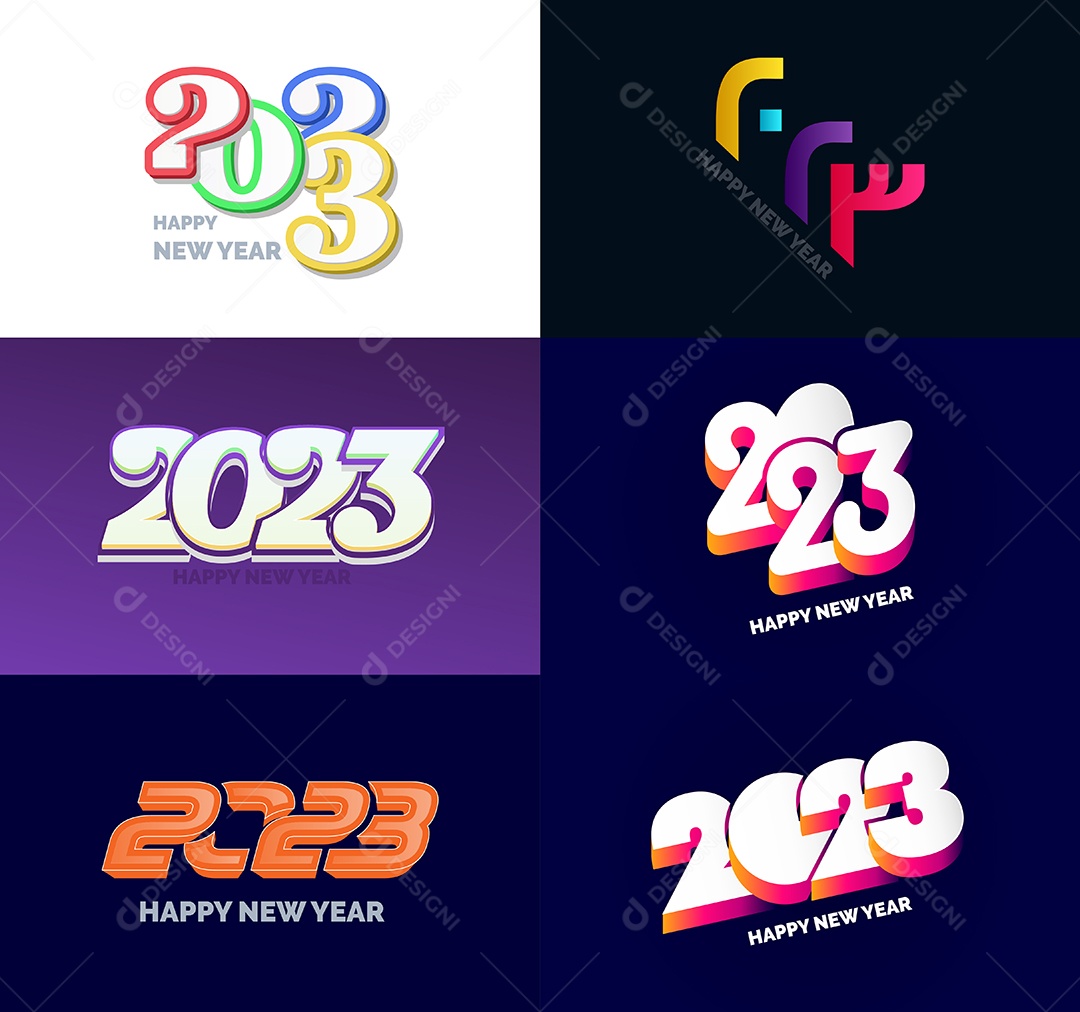 Coleção de Símbolos de Feliz Ano Novo de 2023 Vetor EPS