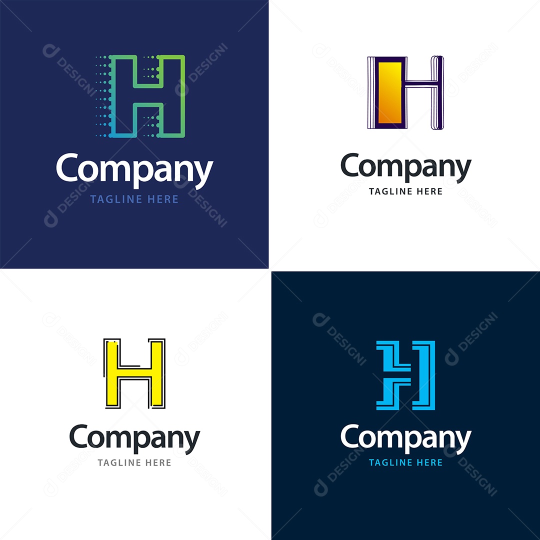 Logo H Logotipos Modernos AI Editável