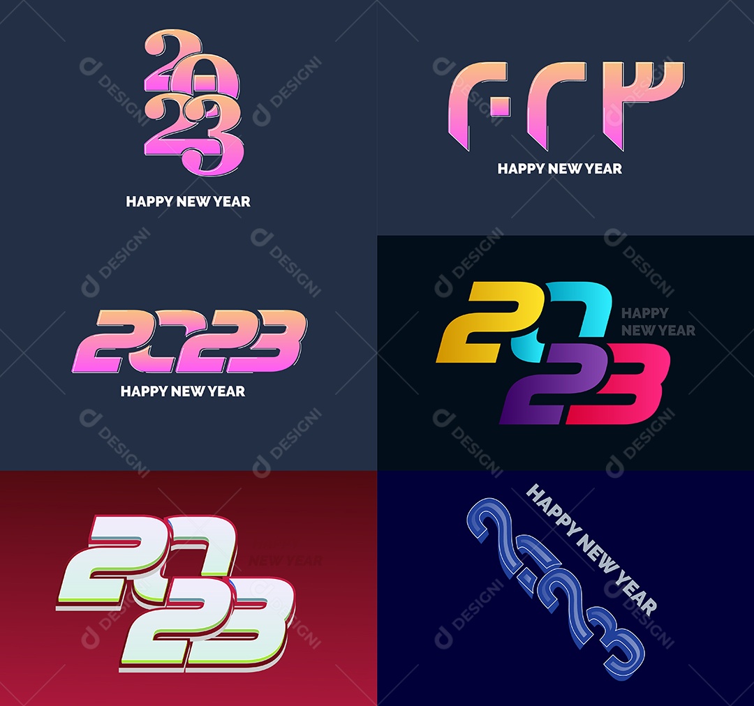Coleção de Símbolos de Feliz Ano Novo de 2023 Vetor EPS