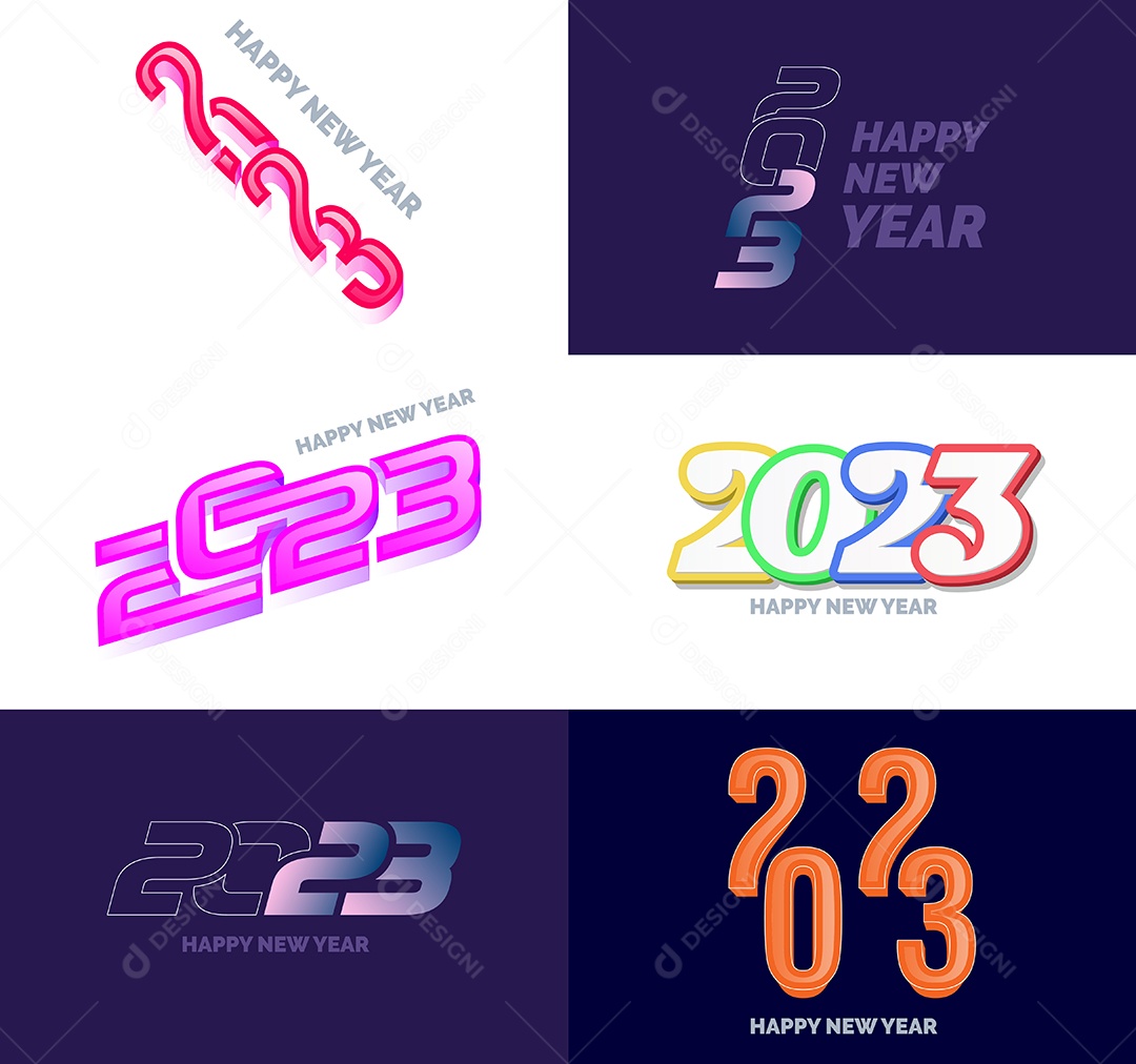 Coleção de Símbolos de Feliz Ano Novo de 2023 Vetor EPS