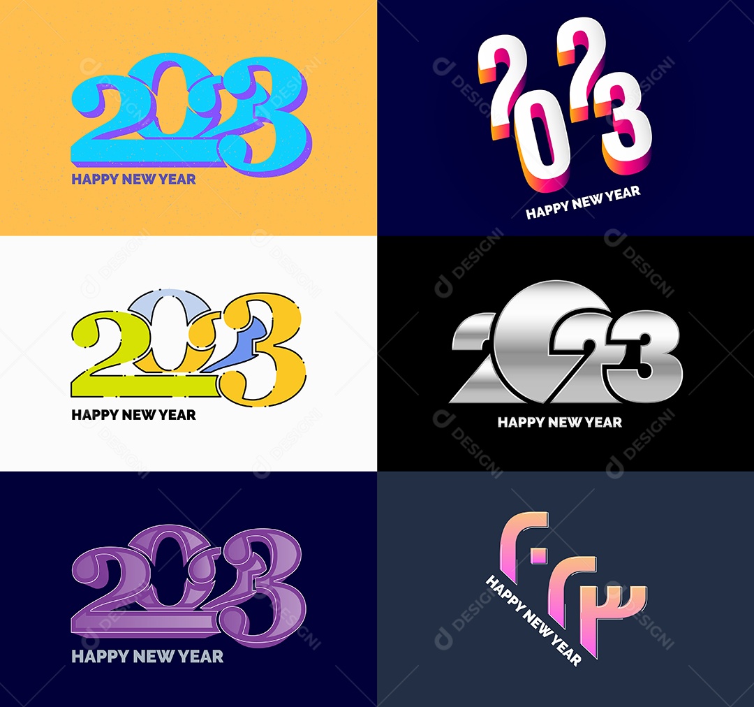 Coleção de Símbolos de Feliz Ano Novo de 2023 Vetor EPS