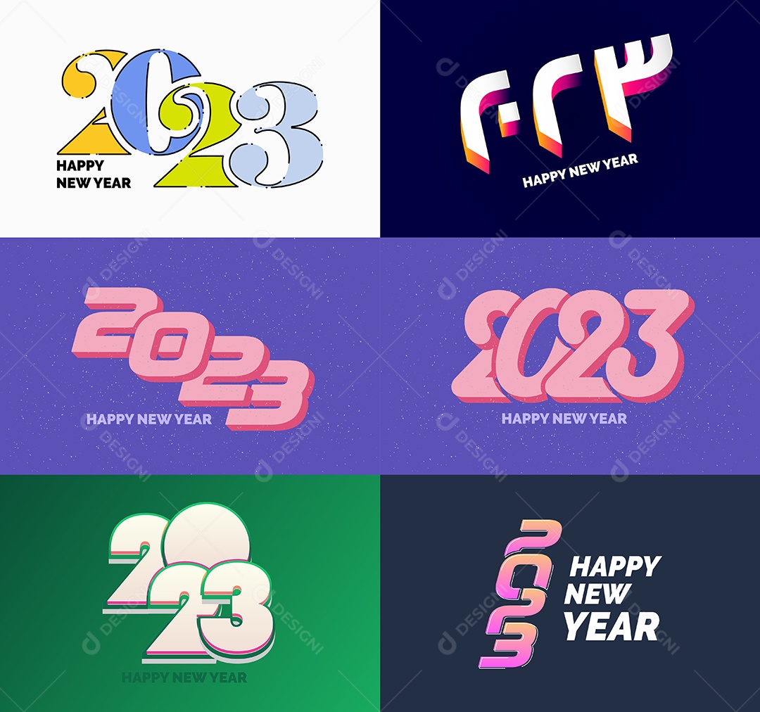 Coleção de Símbolos de Feliz Ano Novo de 2023 Vetor EPS