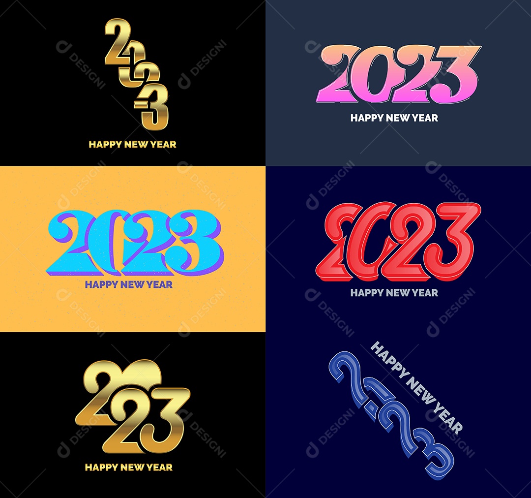 Coleção de Símbolos de Feliz Ano Novo de 2023 Vetor EPS