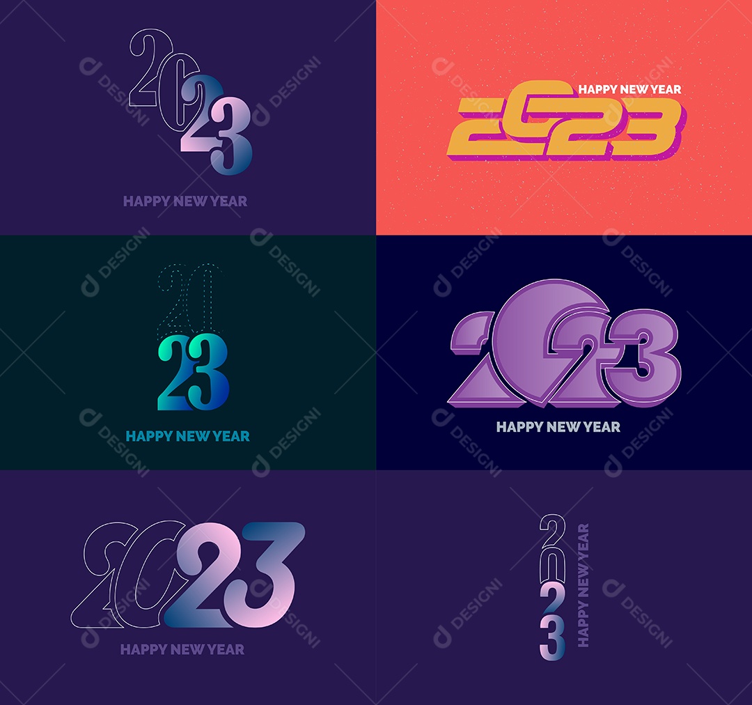 Coleção de Símbolos de Feliz Ano Novo de 2023 Vetor EPS