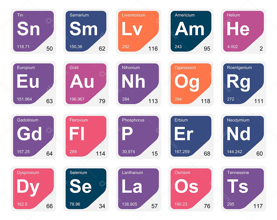 Tabela Periódica Colorida Ícones Vetor EPS
