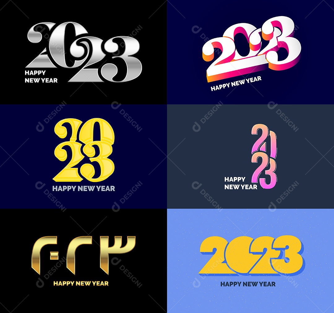 Coleção de Símbolos de Feliz Ano Novo de 2023 Vetor EPS