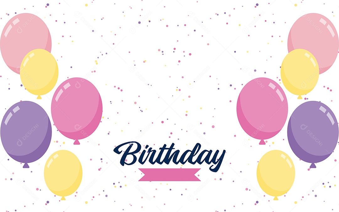 Banner de Texto de Feliz Aniversário Vetores EPS