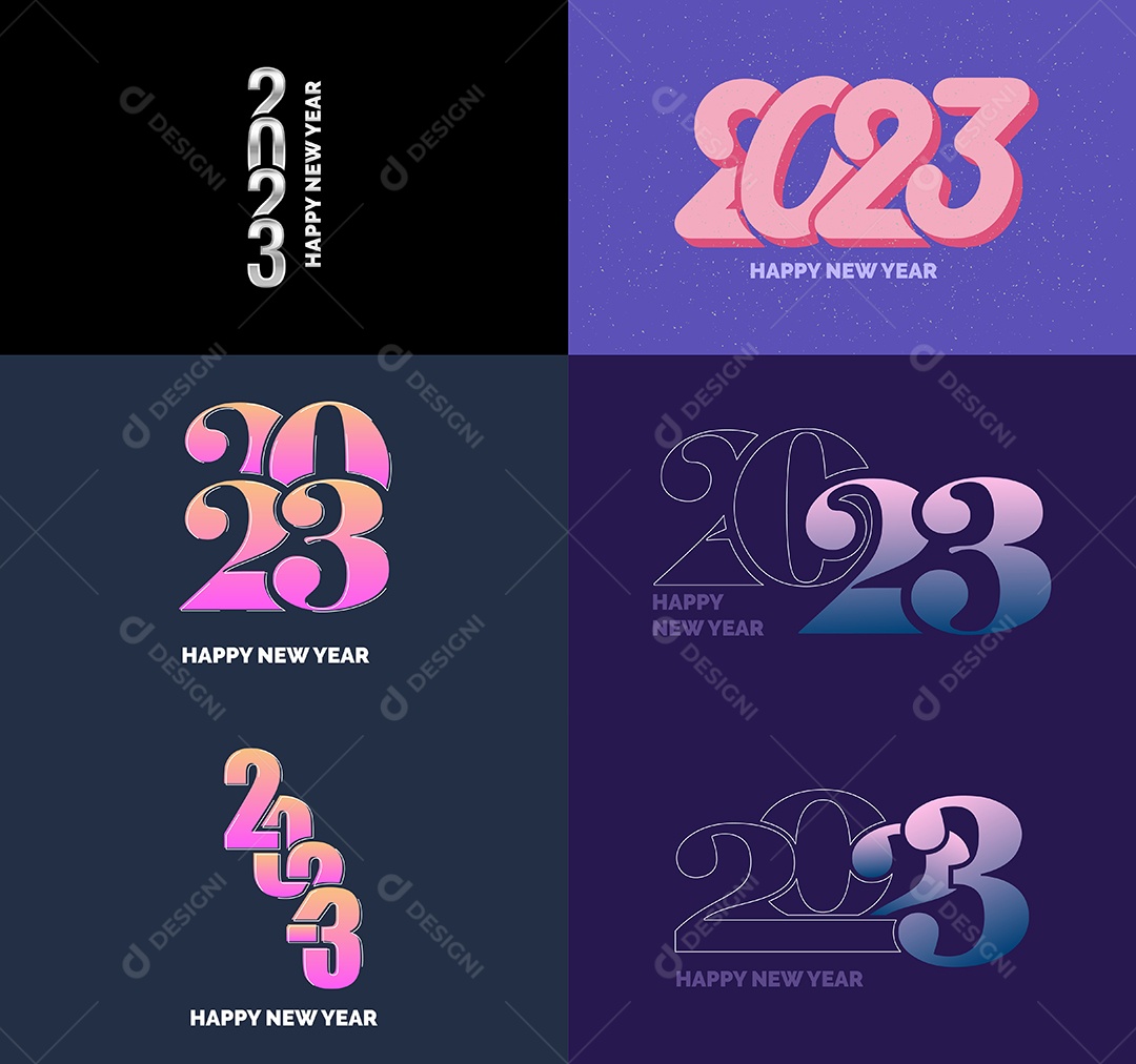 Coleção de Símbolos de Feliz Ano Novo de 2023 Vetor EPS