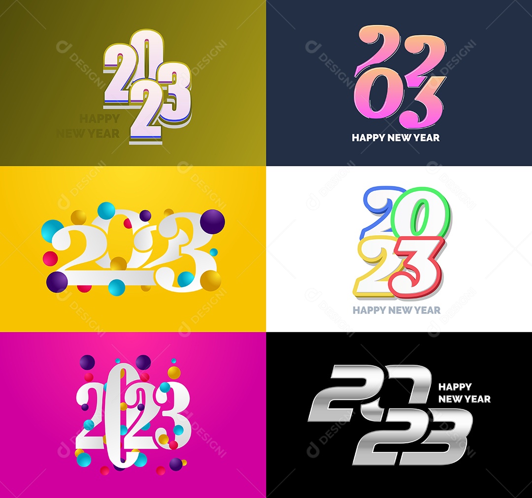 Coleção de Símbolos de Feliz Ano Novo de 2023 Vetor EPS