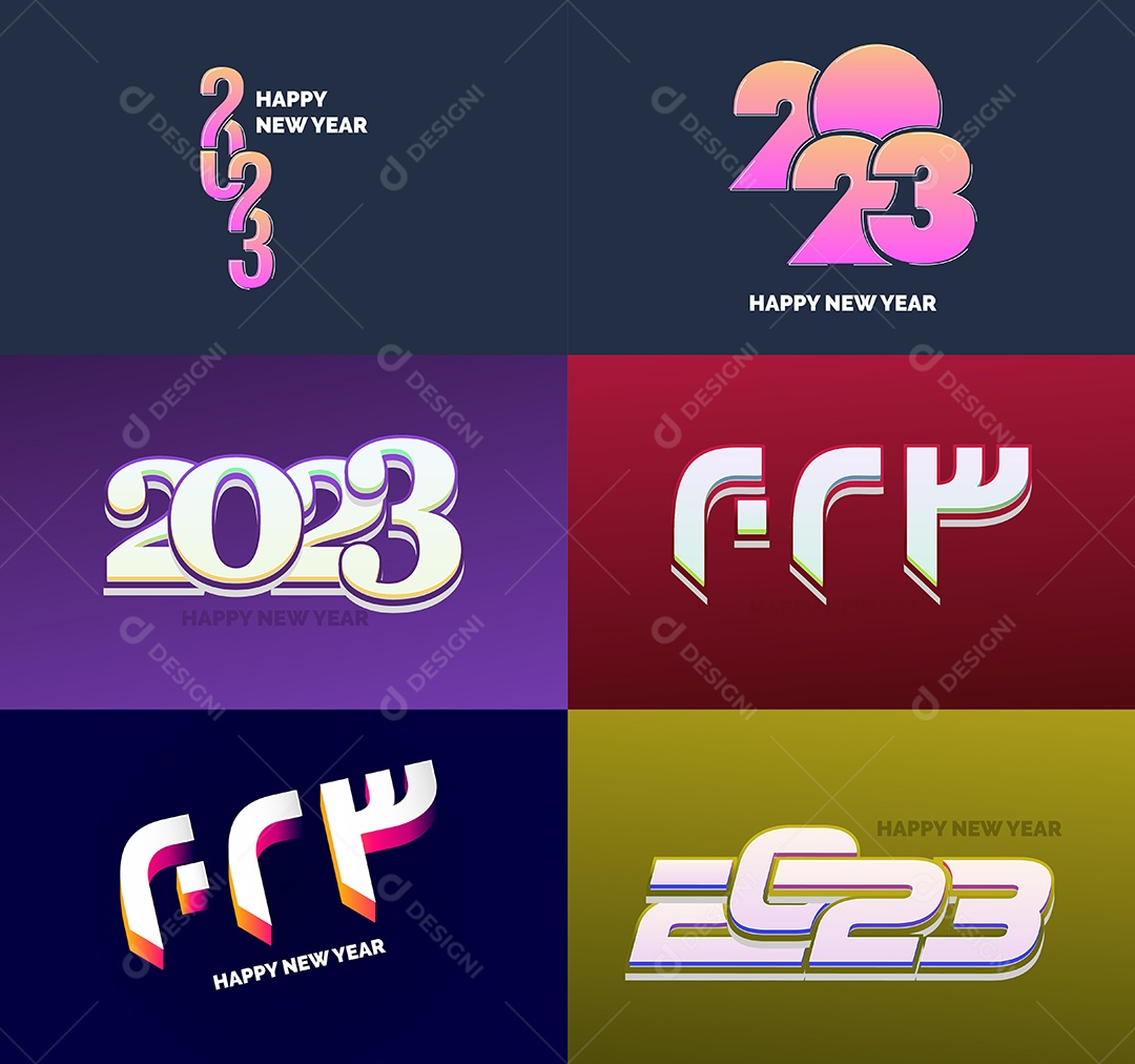Coleção de Símbolos de Feliz Ano Novo de 2023 Vetor EPS