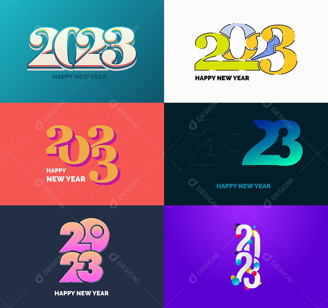 Coleção de Símbolos de Feliz Ano Novo de 2023 Vetor EPS