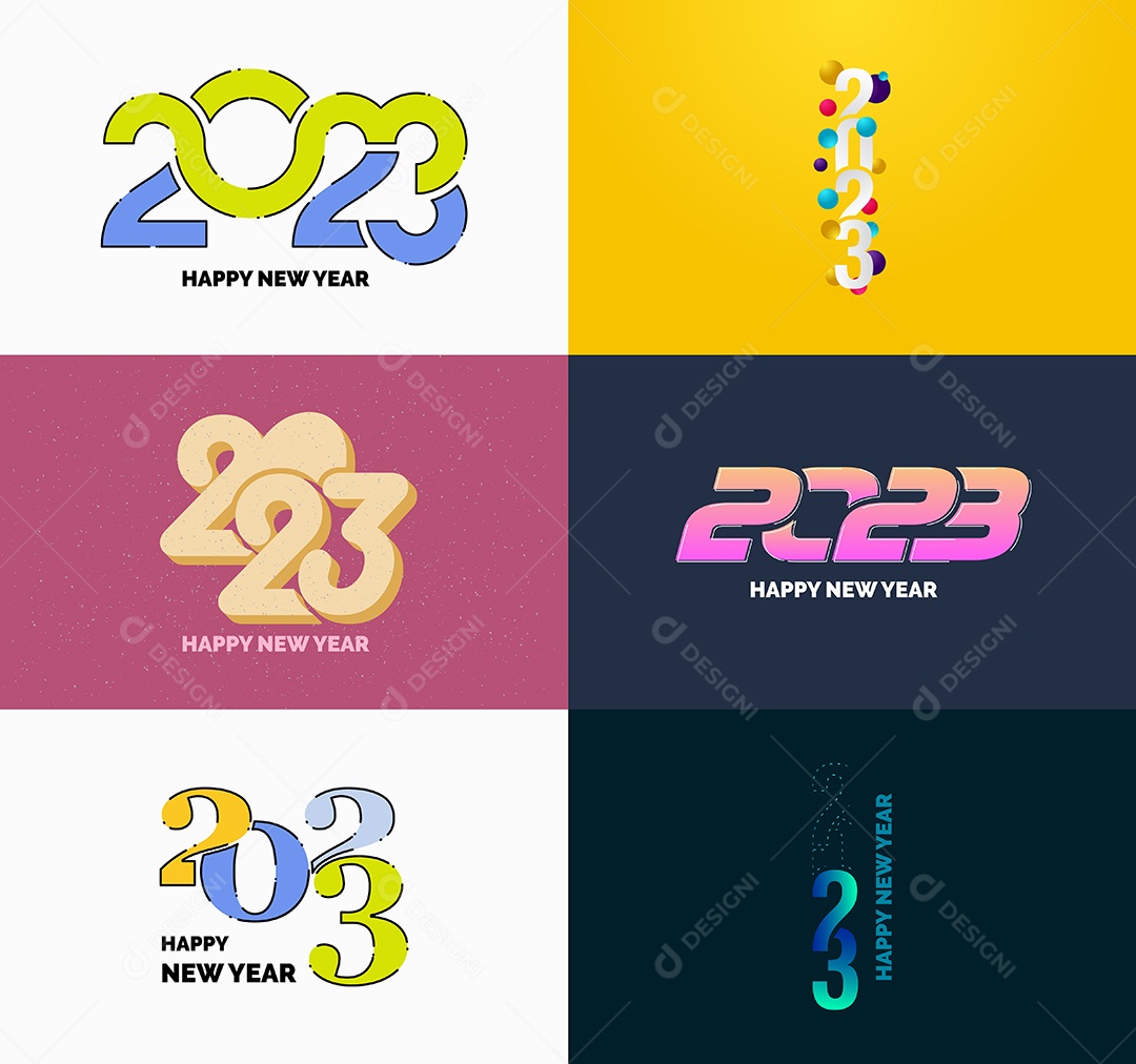 Coleção de Símbolos de Feliz Ano Novo de 2023 Vetor EPS