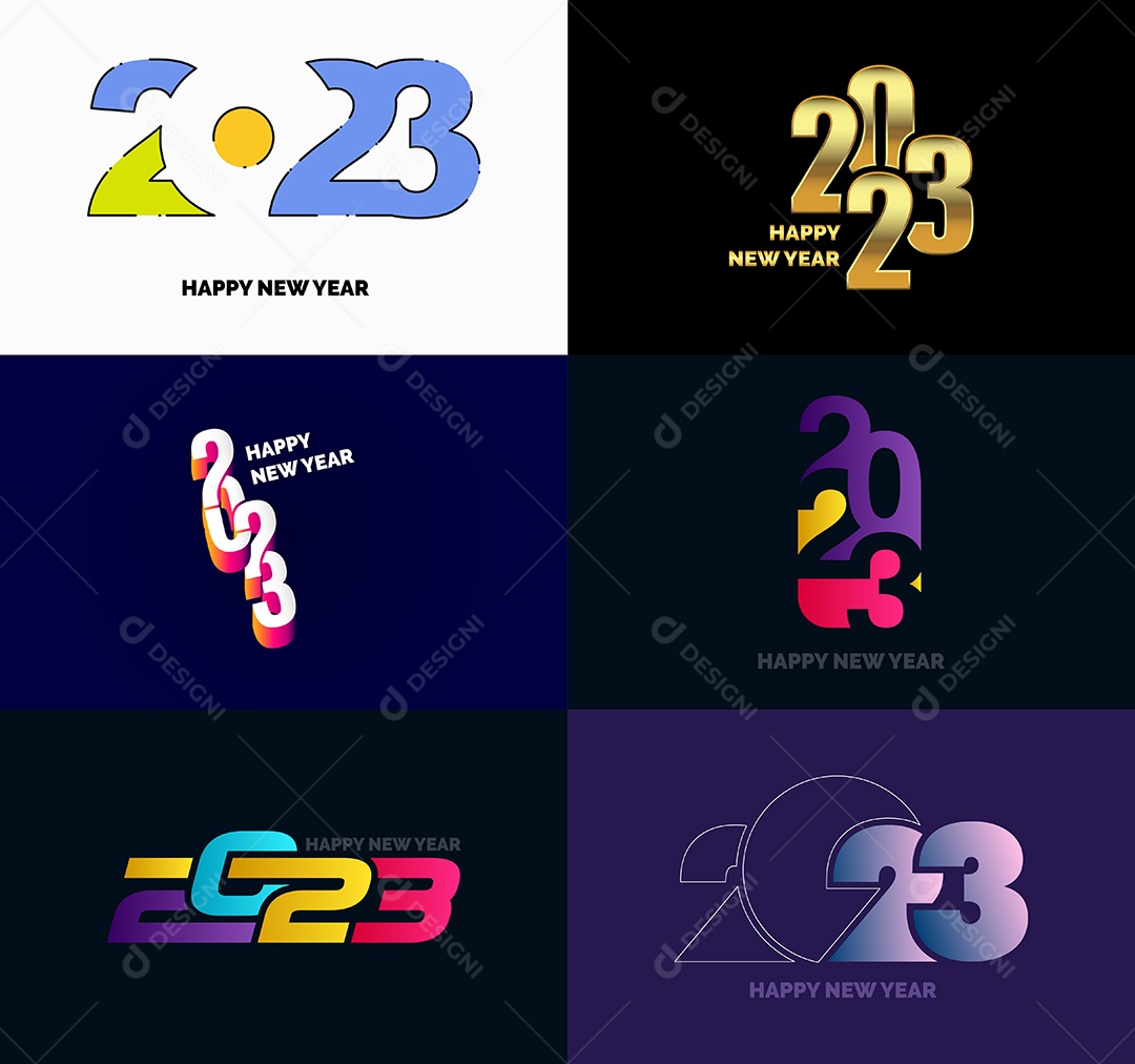 Coleção de Símbolos de Feliz Ano Novo de 2023 Vetor EPS