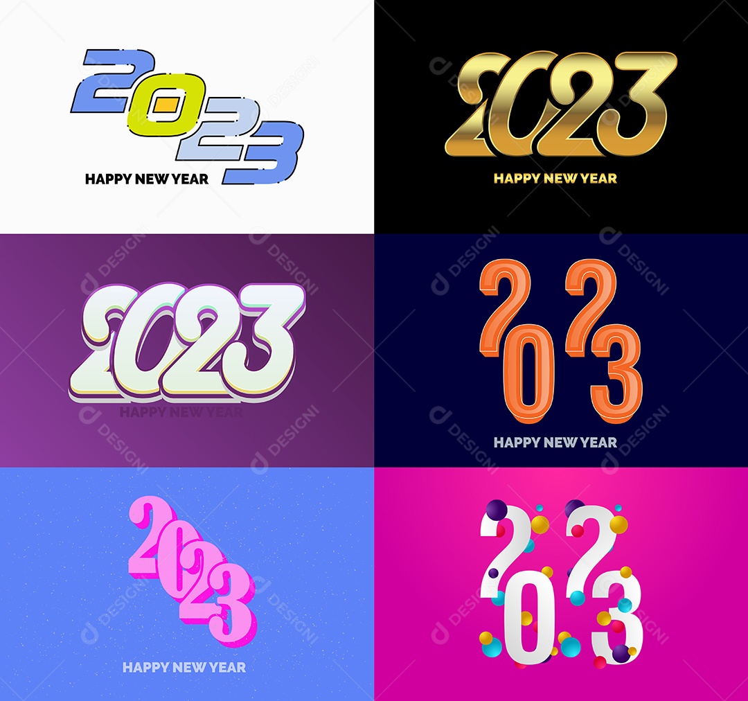 Coleção de Símbolos de Feliz Ano Novo de 2023 Vetor EPS