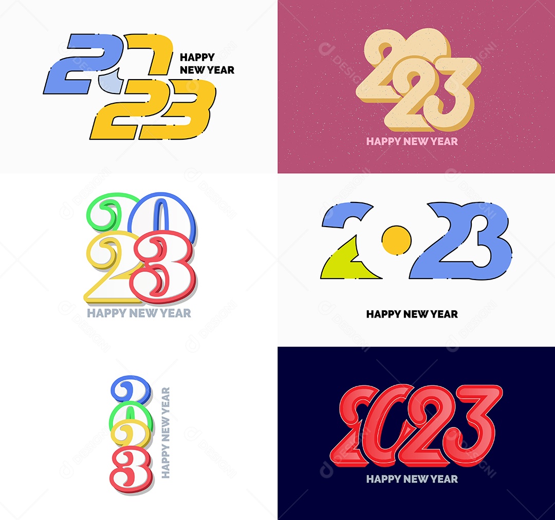 Coleção de Símbolos de Feliz Ano Novo de 2023 Vetor EPS