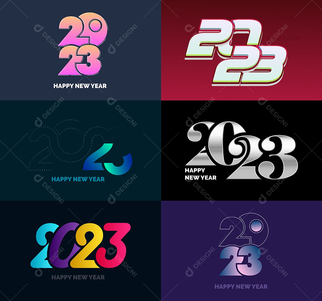 Coleção de Símbolos de Feliz Ano Novo de 2023 Vetor EPS