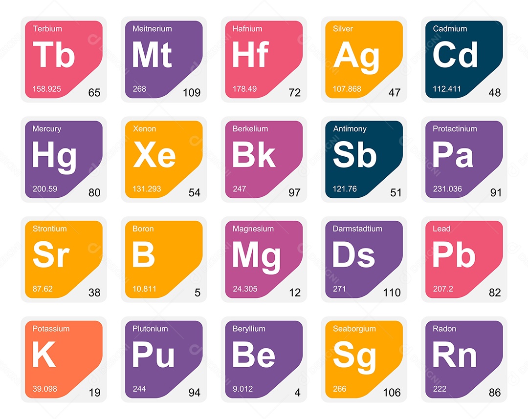 Tabela Periódica Colorida Ícones Vetor EPS