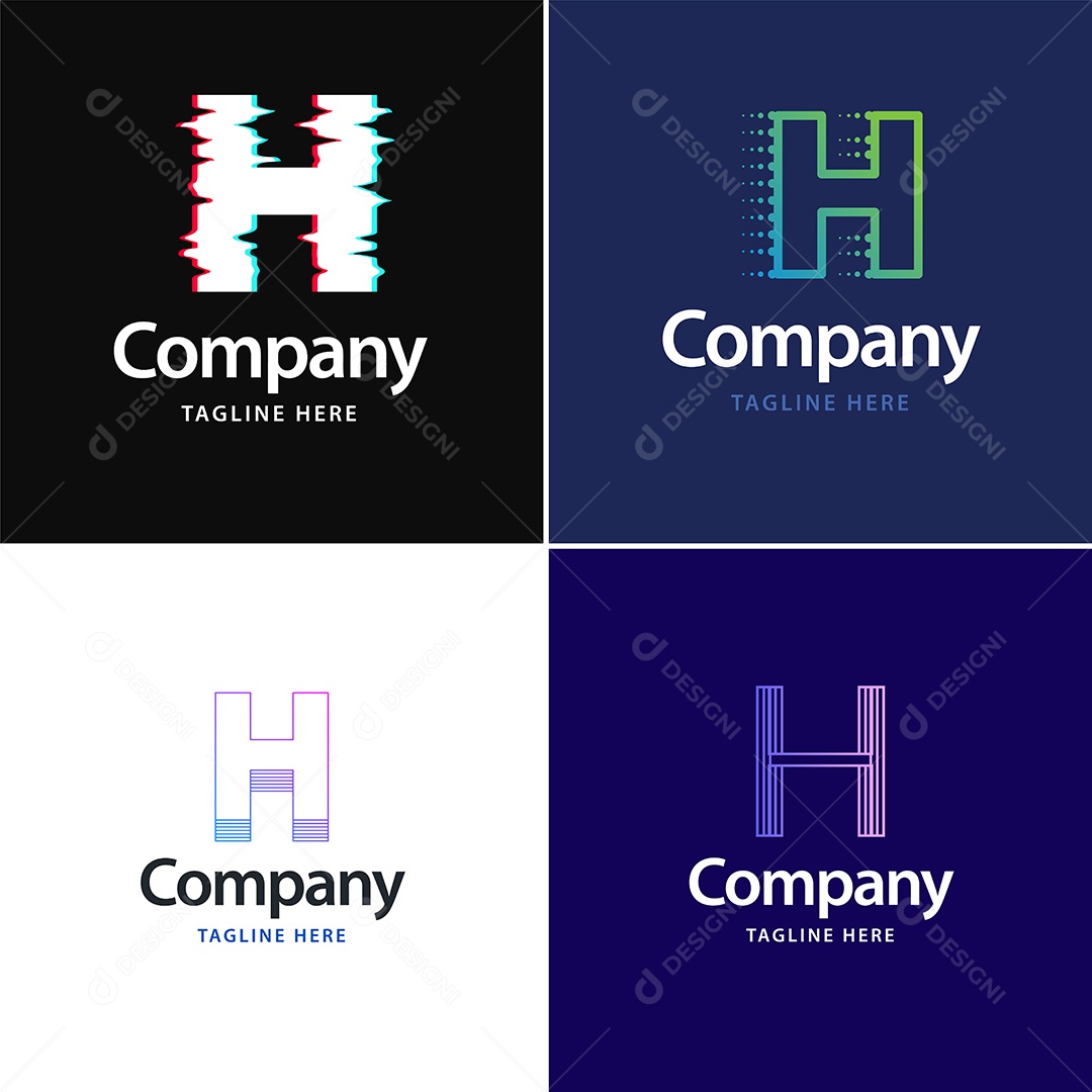 Logo H Logotipos Modernos AI Editável