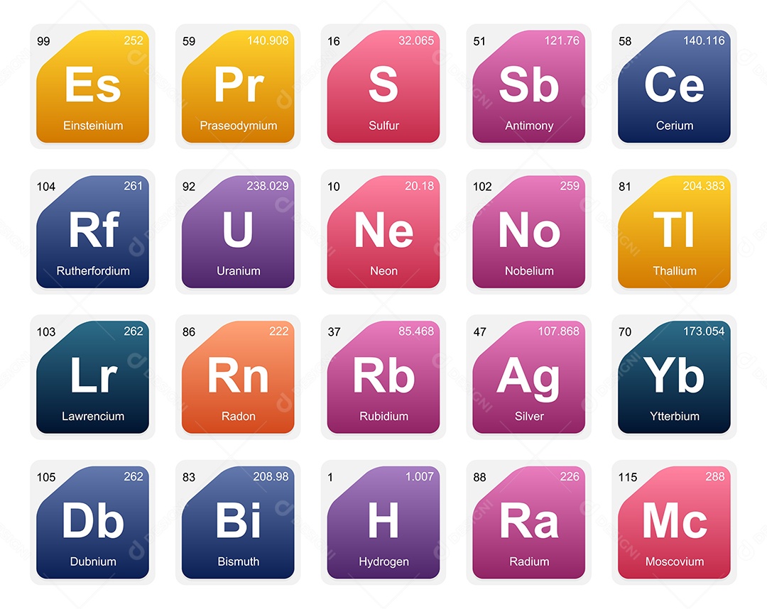 Tabela Periódica Colorida Ícones Vetor EPS